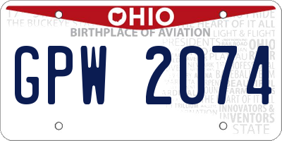 OH license plate GPW2074