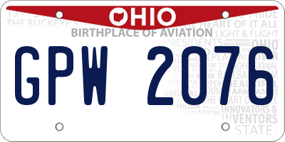 OH license plate GPW2076