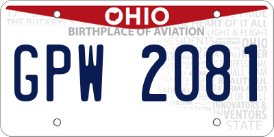 OH license plate GPW2081
