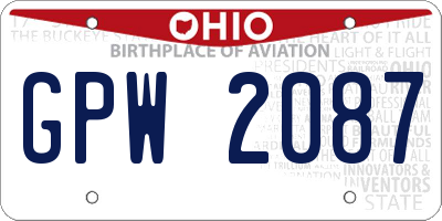 OH license plate GPW2087