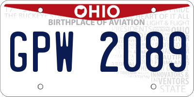 OH license plate GPW2089