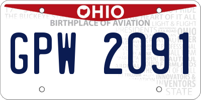 OH license plate GPW2091
