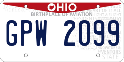 OH license plate GPW2099