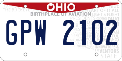 OH license plate GPW2102