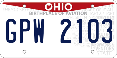 OH license plate GPW2103