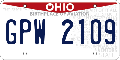 OH license plate GPW2109