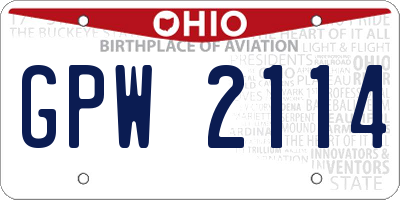 OH license plate GPW2114