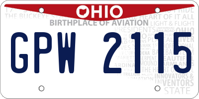 OH license plate GPW2115