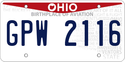 OH license plate GPW2116