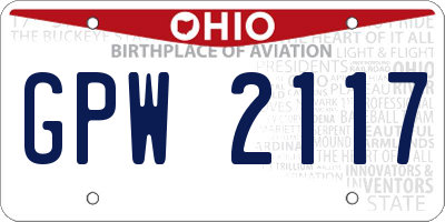 OH license plate GPW2117