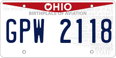 OH license plate GPW2118