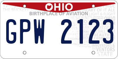 OH license plate GPW2123