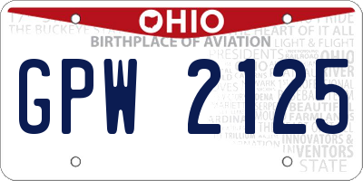 OH license plate GPW2125