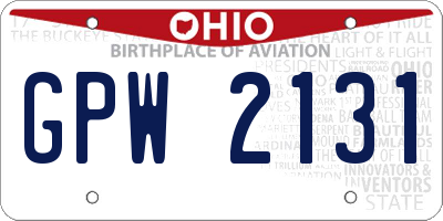 OH license plate GPW2131