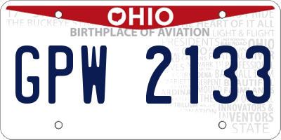 OH license plate GPW2133