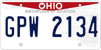 OH license plate GPW2134