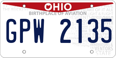 OH license plate GPW2135