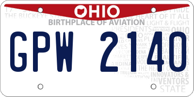 OH license plate GPW2140