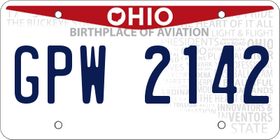 OH license plate GPW2142