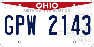 OH license plate GPW2143