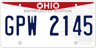 OH license plate GPW2145