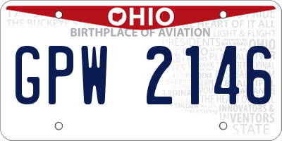 OH license plate GPW2146