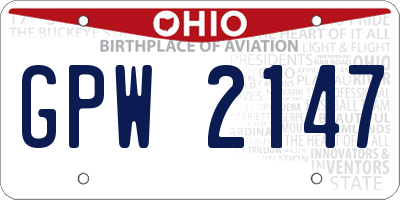 OH license plate GPW2147