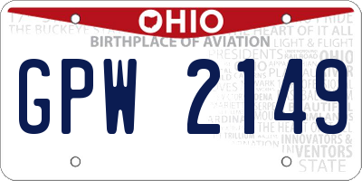 OH license plate GPW2149