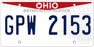 OH license plate GPW2153