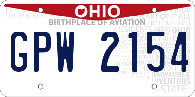 OH license plate GPW2154