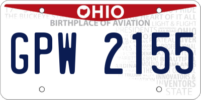 OH license plate GPW2155