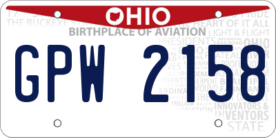 OH license plate GPW2158
