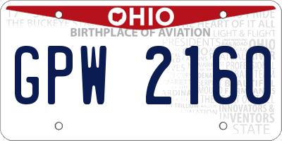 OH license plate GPW2160