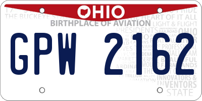 OH license plate GPW2162