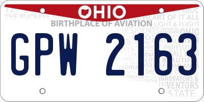 OH license plate GPW2163