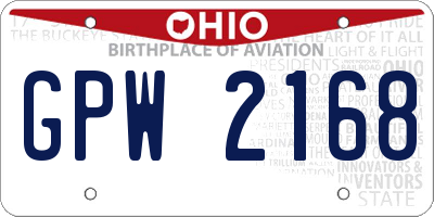 OH license plate GPW2168