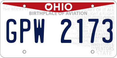 OH license plate GPW2173