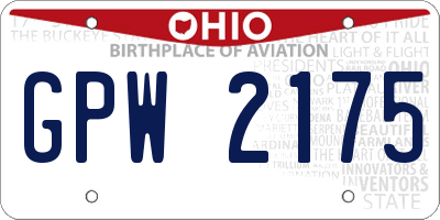 OH license plate GPW2175