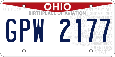 OH license plate GPW2177