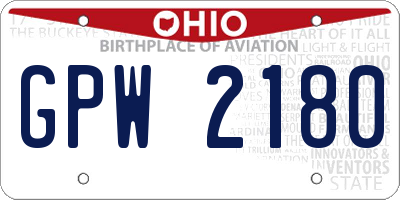 OH license plate GPW2180