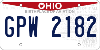 OH license plate GPW2182