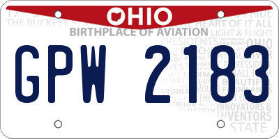 OH license plate GPW2183
