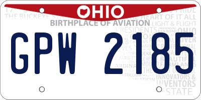 OH license plate GPW2185