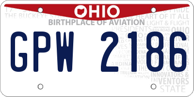 OH license plate GPW2186