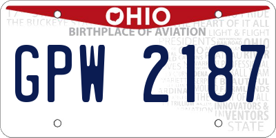 OH license plate GPW2187