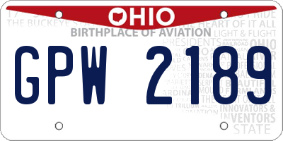 OH license plate GPW2189