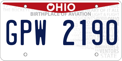 OH license plate GPW2190