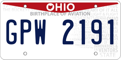 OH license plate GPW2191