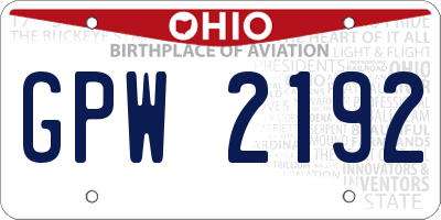 OH license plate GPW2192