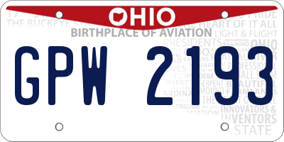 OH license plate GPW2193